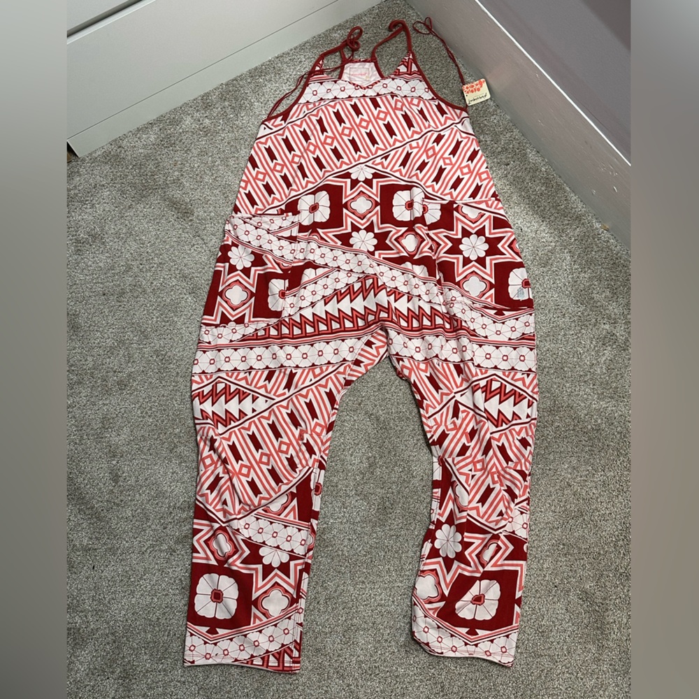 Free People Red and White Patterned Jumpsuit - Picture 6 of 8